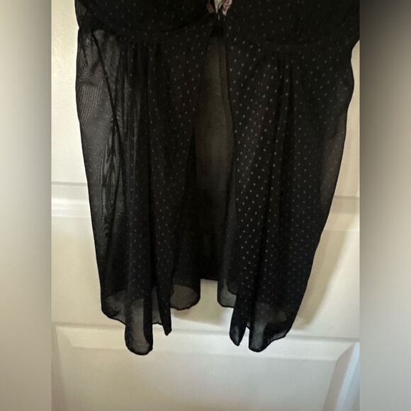 Rampage Intimates Black With Pink Polka Dots Sheer Top Size Small - Picture 2 of 10